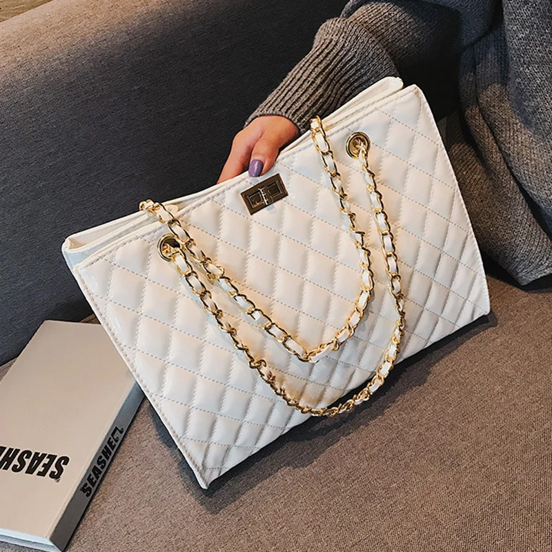 Большая Сумка тоут в клетку с бриллиантами для женщин дизайнерские сумки из