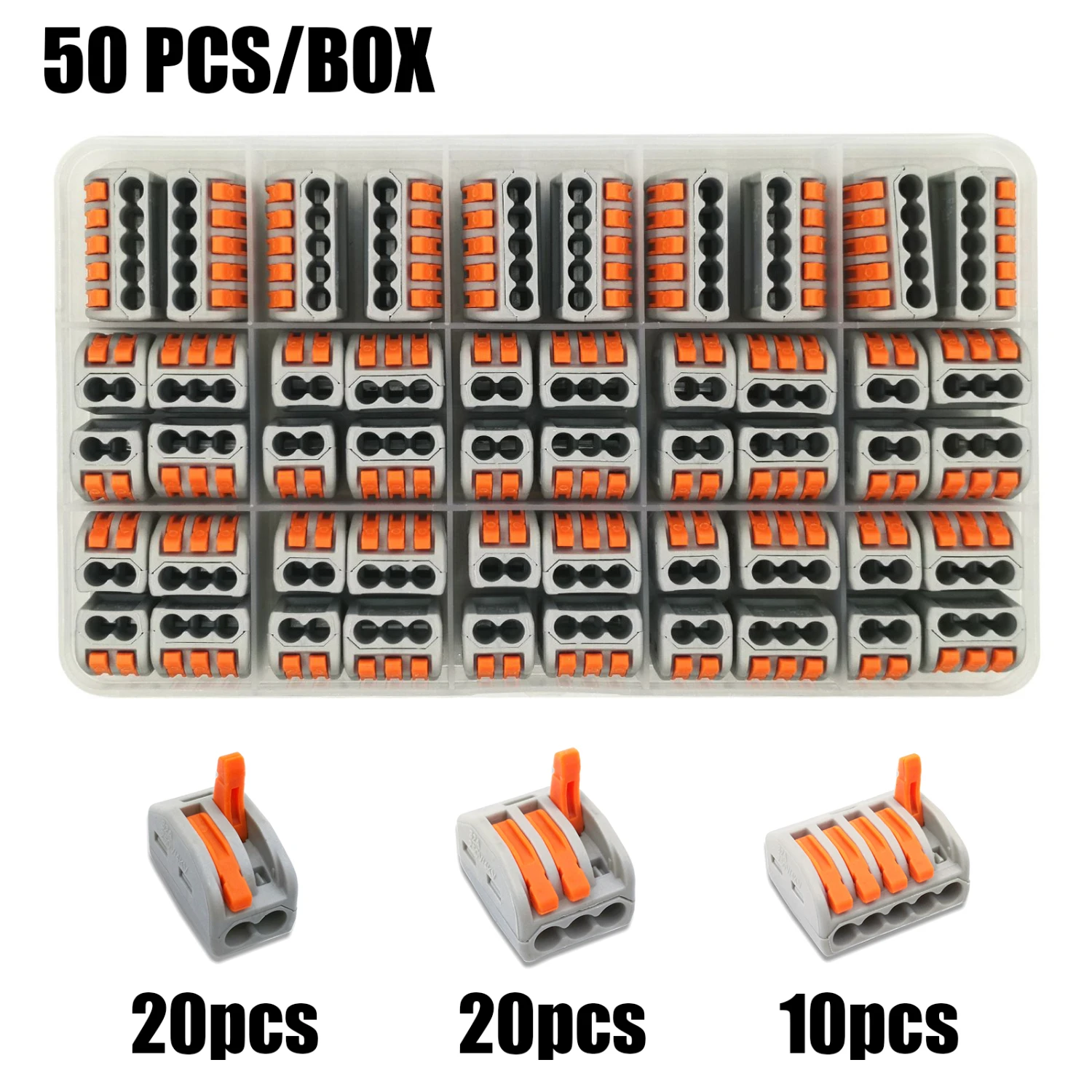 50boxA Тип 30/50/60/96 шт смешанные в штучной упаковке быстрый соединитель проводов PCT-212/213/214/215 компактный проводки соединитель-проводник клеммной колодки - Цвет: 50boxA