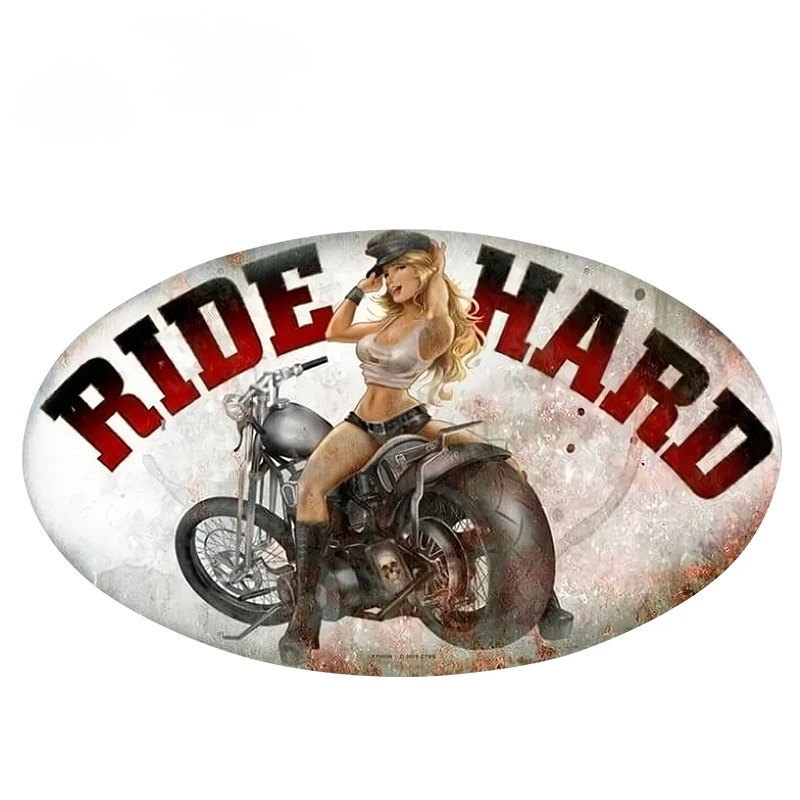 

13cm x 8cm Sexy Beauty JDM Retro Ride Hard Oval Pin-Up Girl Car Sticker Vinyl Car Bumper Windwos Waterproof Decals