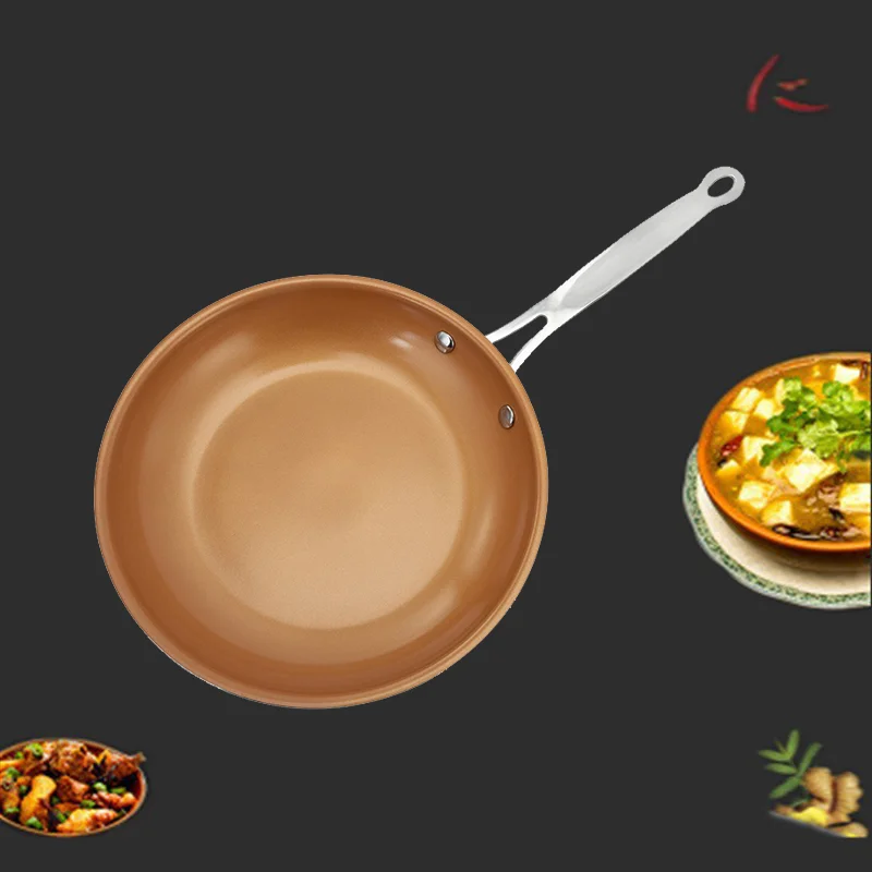 24 см Кухня медная сковорода для жарки с Керамика покрытие легко чистить Skillet