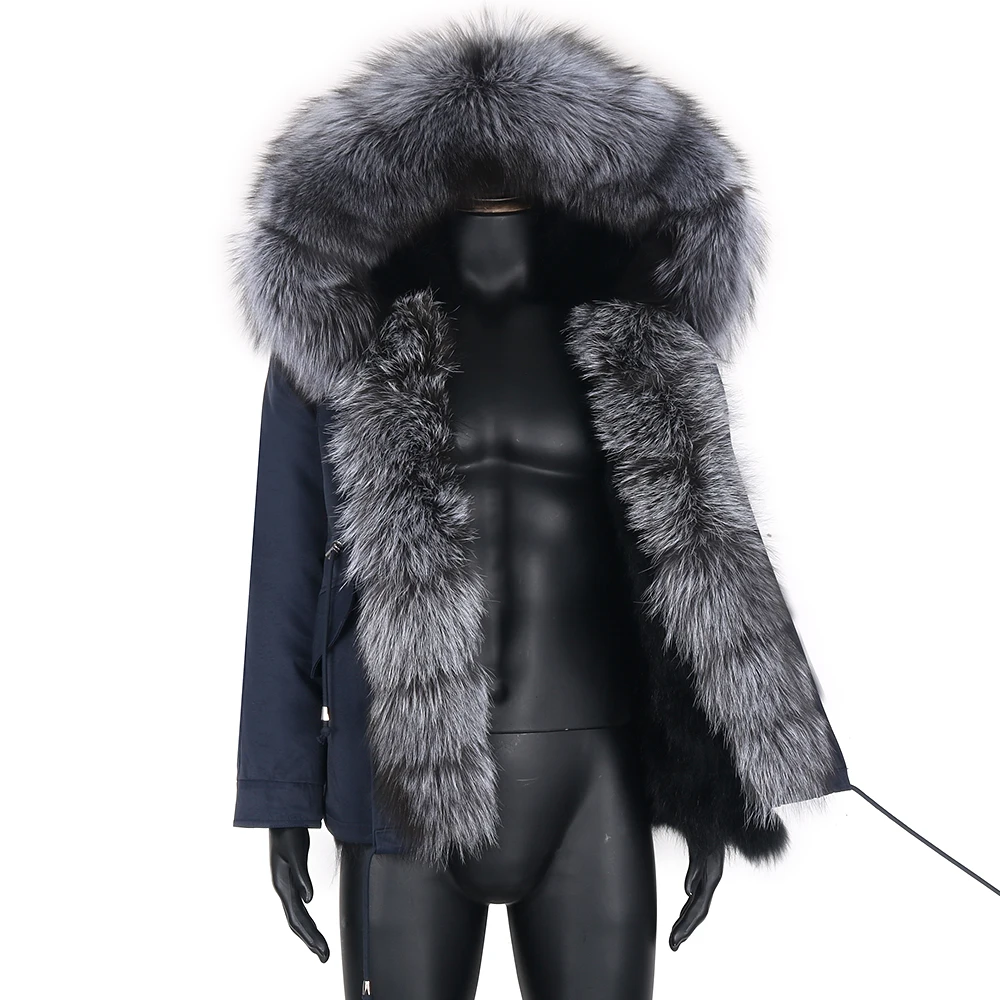 Мужская зимняя парка со съемным мехом енота и лисы размеры до 7XL