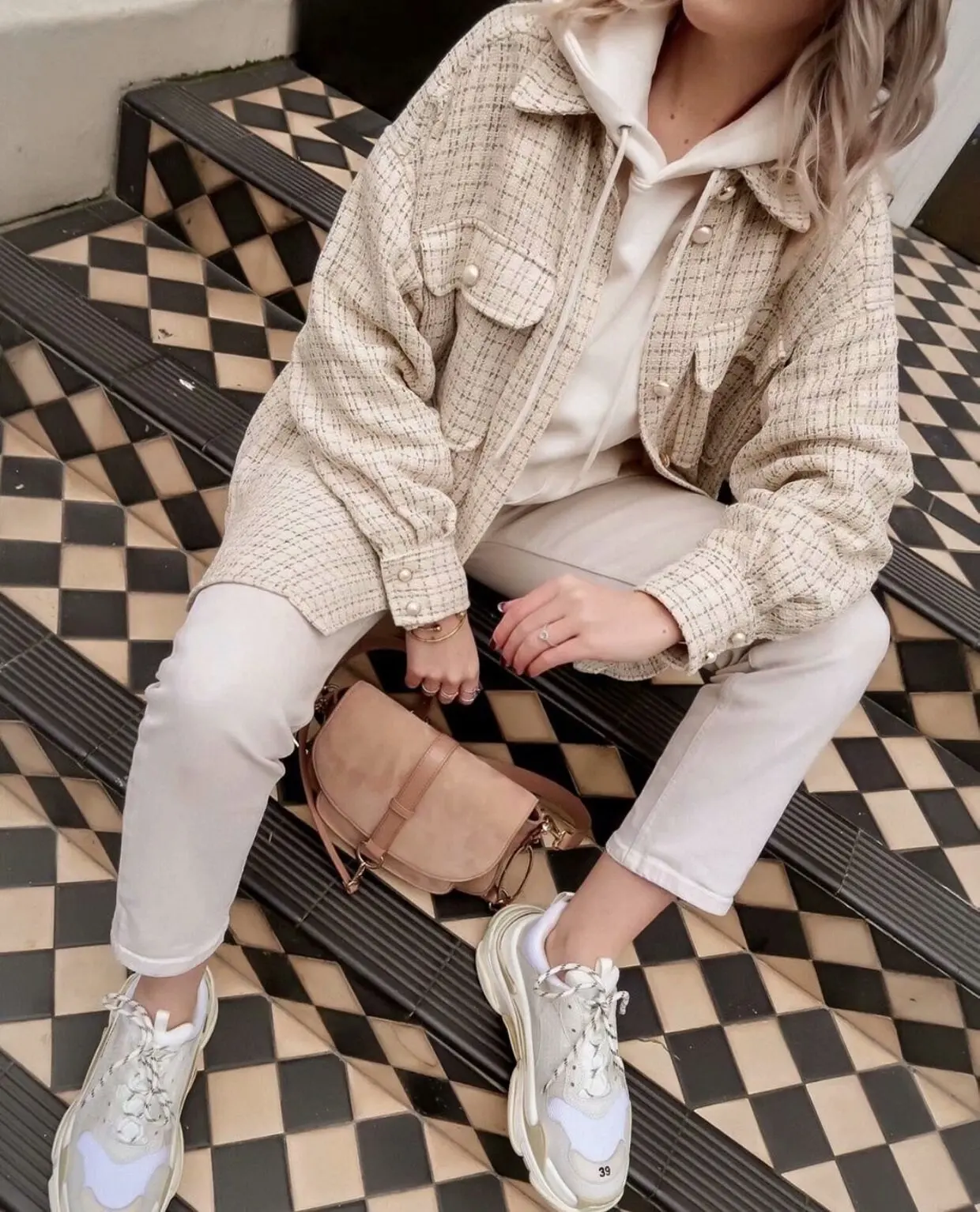 

Vintage Lapel Oversize Plaid 4 colors Jacket Coats Fashion Slim Pocket Long Sleeve Elegant Jacket Coat Famale Outerwear Chic Top