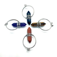 1pcs hexagonal tiger eye stone lapis lazuli aura pendant blue sand stone natural stone diy jewelry necklace bracelet pendant