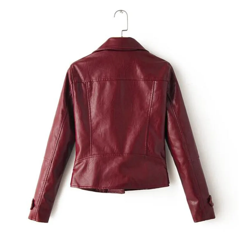 

New Spring Autumn Women Short Faux PU Jacket Slim Fashion Punk Outwear Motorcycle Leather Jacket Casual Coat