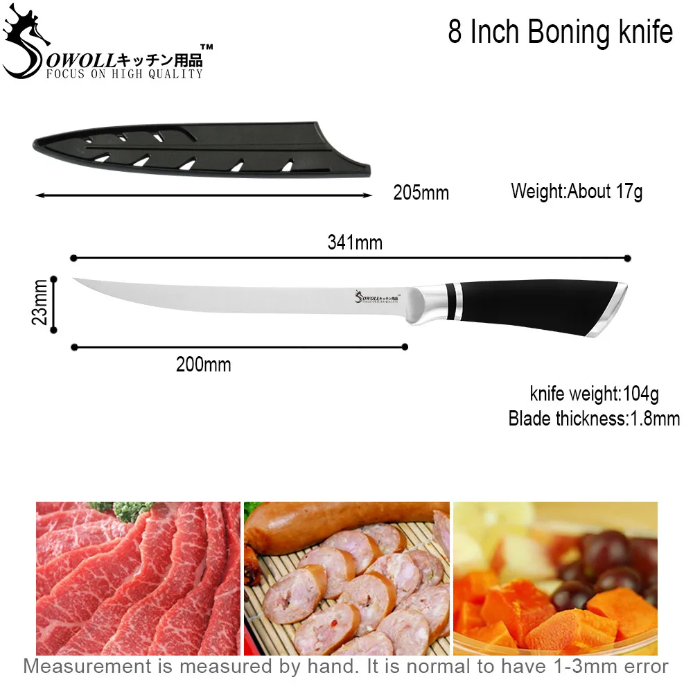 

8 inch Curved Boning Knife Kitchen Stainless Steel Knife Forged Flexible Bone Salmon Sushi Petty Raw Fish Filleting Knife Covers