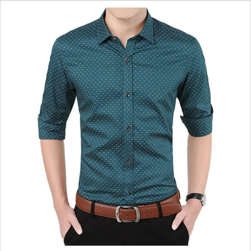

Trendy Formal Polka Dot Men Casual Long Sleeved Printed Shirt Slim Fit Male Social Business Dress Shirts Brand Soft Comfortable