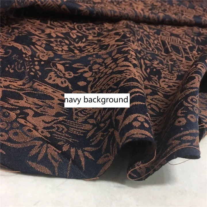 Бесплатная доставка 100% ткань из жаккардовой вискозы темно-синий фон с цветами