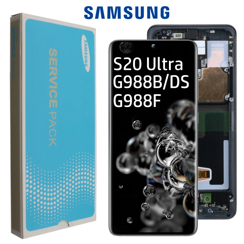 6 9 &quotновый оригинальный AMOLED ЖК дисплей для Samsung Galaxy S20 Ultra сенсорный экран дигитайзер S20Ultra G988F G988B/DS Lcd|Экраны