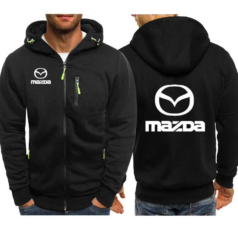 

NEW Men for Mazda Car Logo Print Casual Hip Hop Harajuku Long Sleeve Hooded Sweatshirts Mens zipper Jacket Man Hoody
