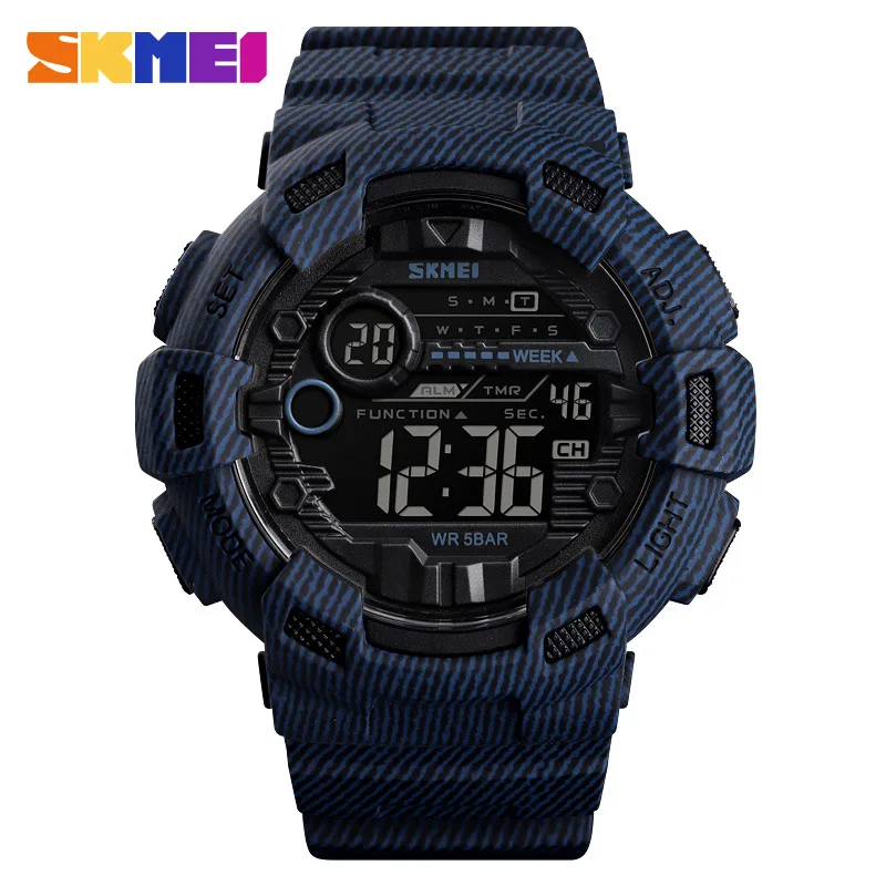 

High Quality Big Dial LED Digital Military Wristwatches Men Rubber Strap Male Army Hand Clock Youth Waterproof Blue Cost Watch
