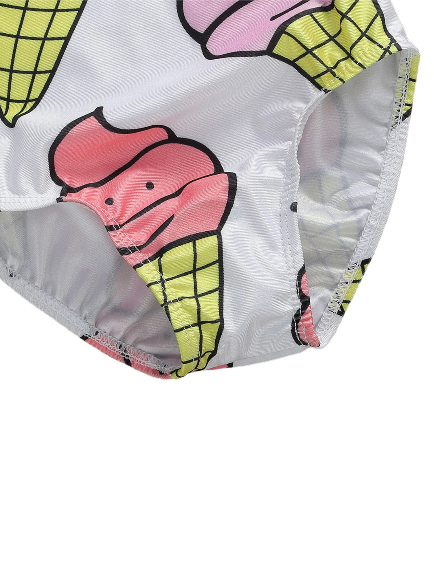 Детский слитный купальник с принтом мороженого и круглым вырезом|Боди для