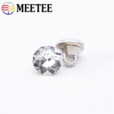 Meetee 100 шт. 9 мм Стразы пуговицы стеклянная Алмазная рубашка хвостовик Пряжка DIY