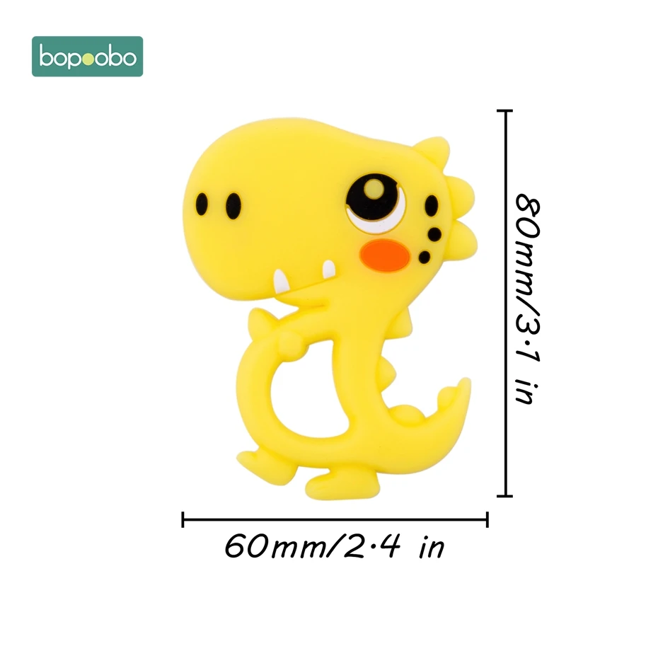 Bopoobo 1 шт., детский прорезыватель, соски, клипсы, подарок для ребенка, пищевые силиконовые грызуны, прорезыватель из бисера, BPA бесплатно, подарок для ребенка, игрушки, силиконовые бусины - Цвет: Yellow Dino