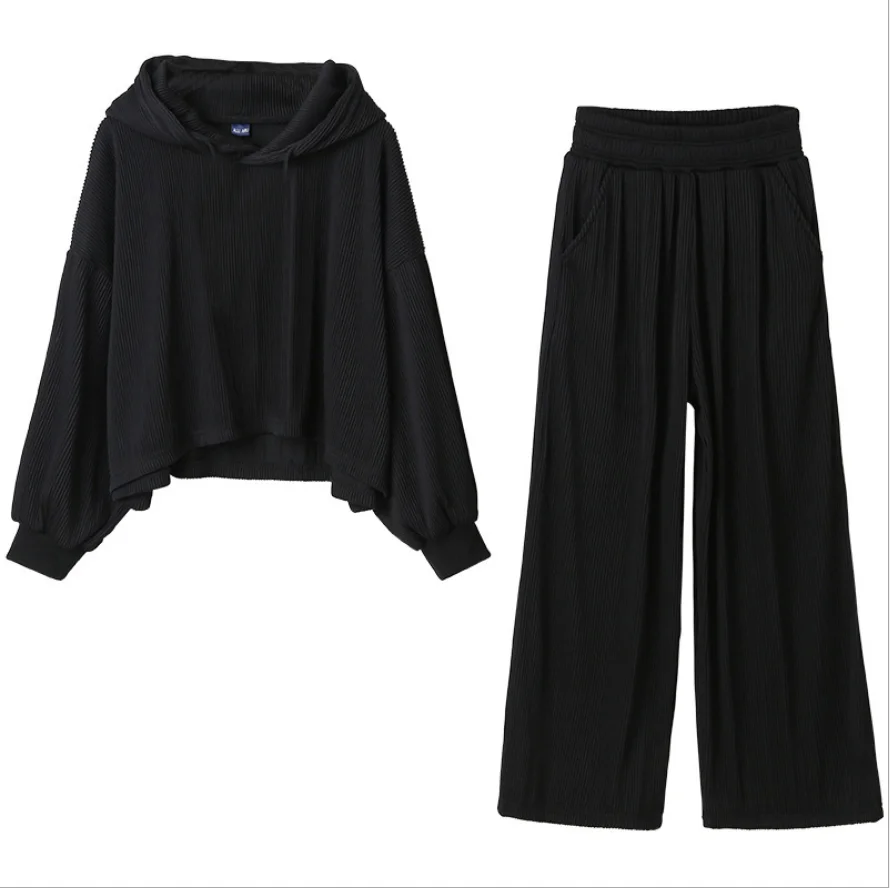 

2021 Spring Korean Girl Suit Long-Sleeved Spring And Autumn Striped Casual Wide-Leg Trousers Big Child Two-Piece Student