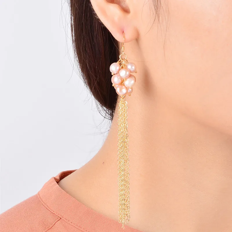 

Sl Oksana Handmade 14k Gold Drop Design Baroque 925 Silver Trendy Fine Earrings Stud Fashion Pearl Jewelry For Women Accessories