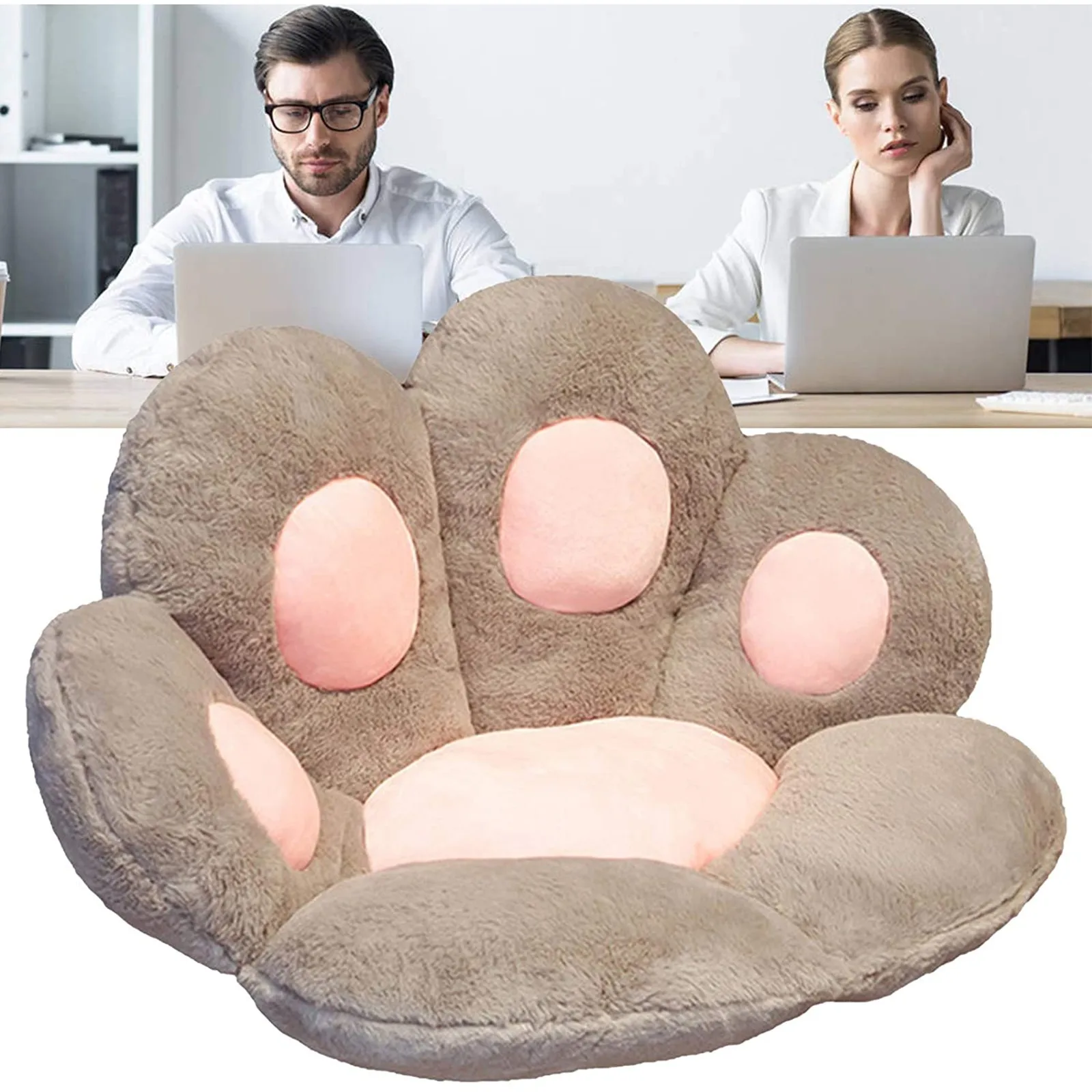 Двухсторонняя розовая подушка для кресла длинная плюшевая кошачья лапа на