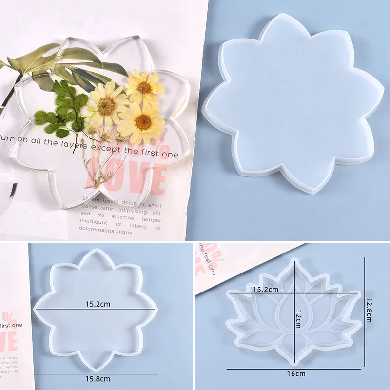 

Lotus Coaster Silicone Mold Diy Craft Crystal Epoxy Resin Mold Lotus Coaster Tray Cup Mat Casting Silicone Mould Home Decoration