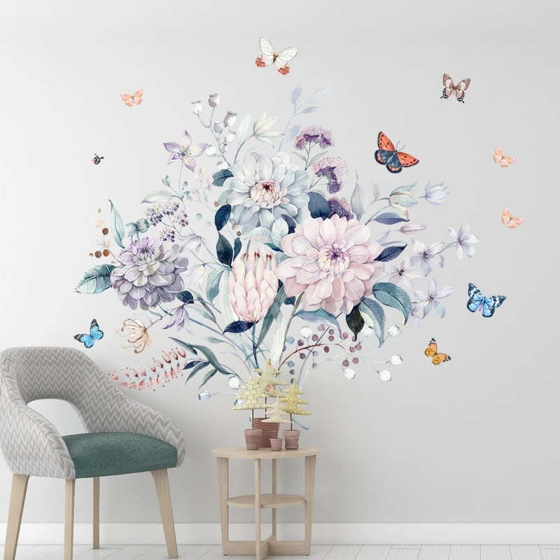 

14 Styles Flowers Wall Stickers Tropical Green Plant Dandelion Wall Decals Art Wall Decorative Vinyl Sticker for Home Decor