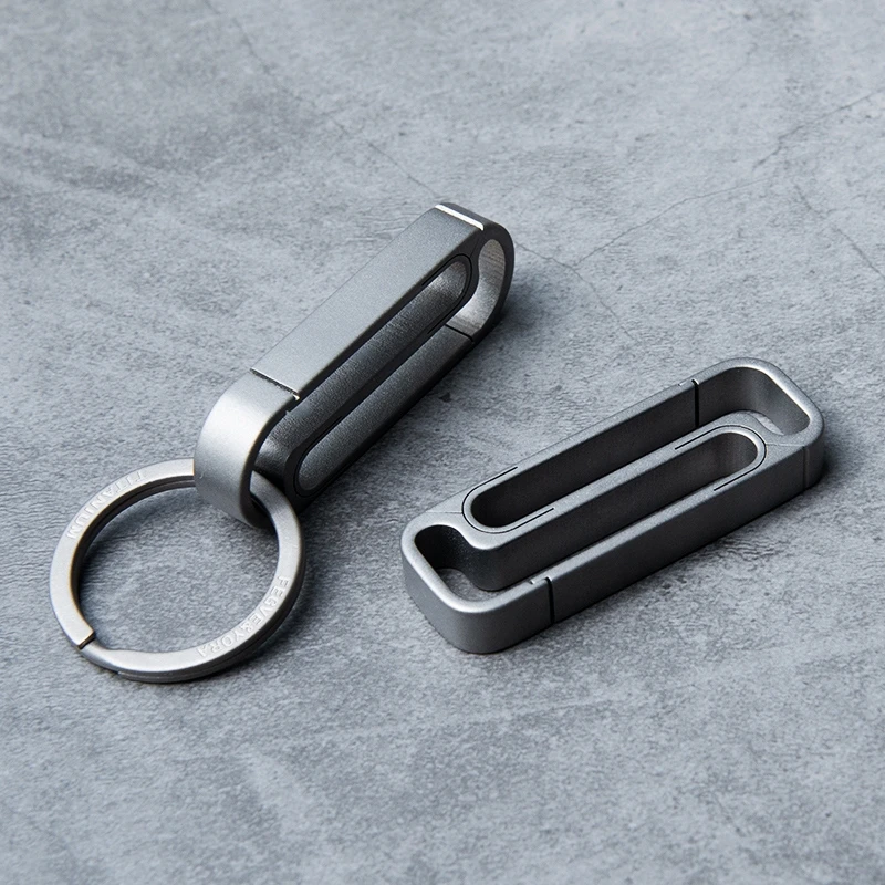 Custom Titanium Luxury Car Keychain Key Ring Belt Buckle EDC Lightweight Gift for Men Father's Day Wholesale image 6