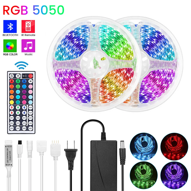 Светодиодная лента RGB 5050 5-30 м светодиодные лампы для комнаты с Bluetooth украшения