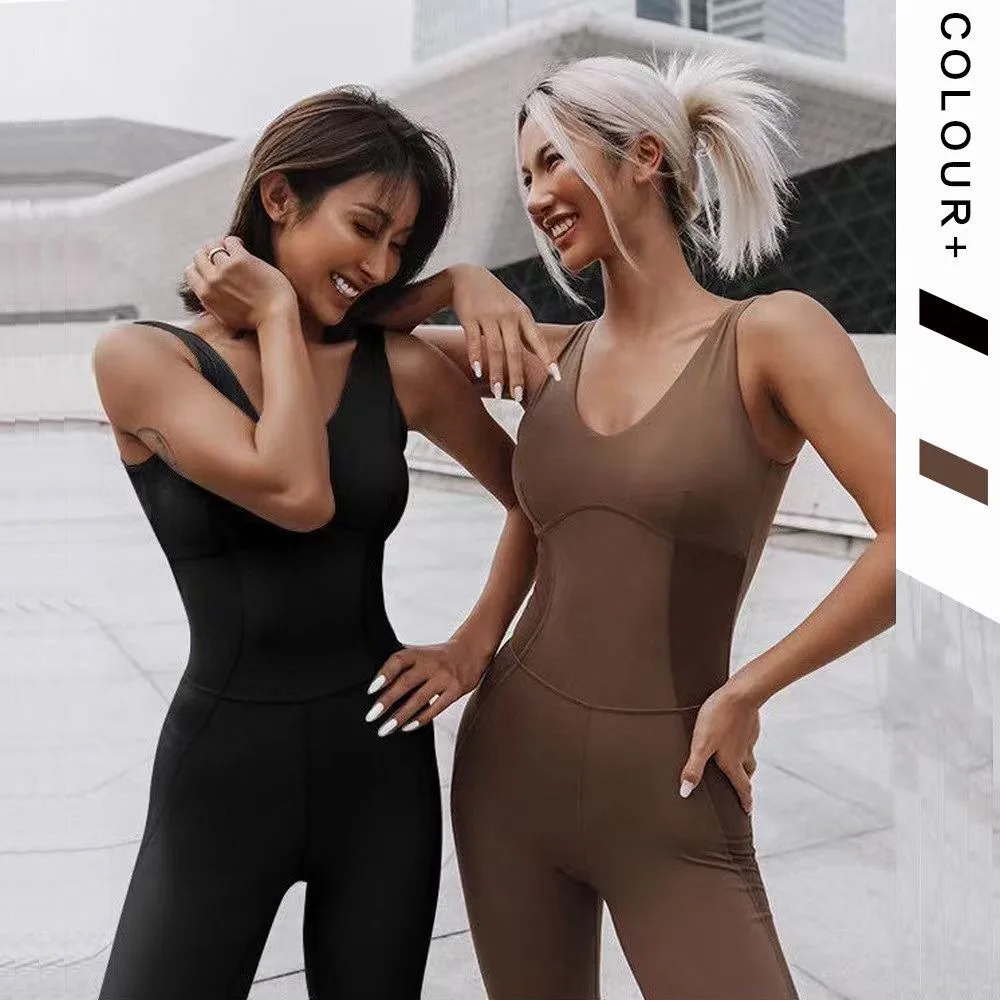 

LU Yoga Tracksuits One Piece Sport Clothing Backless Suit Workout Tracksuit For Women Running Tight Dance Sportswear Gym female