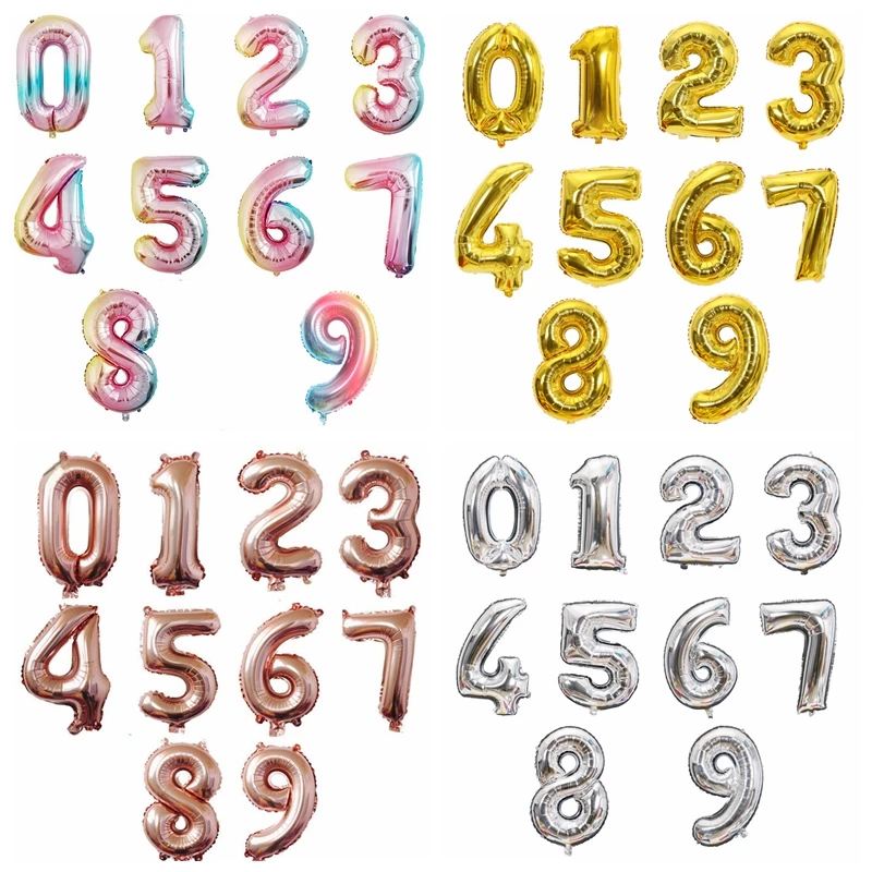 

Big Size Gold Sliver Rose Gold Number Balloon Birthday Wedding Party Decorations Foil Balloons Kid Boy toy Baby Shower