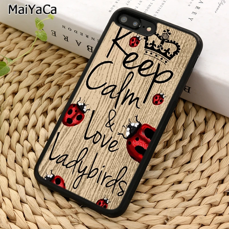 MaiYaCa милый чехол для телефона с надписью Keep calm love и Божьими коровками iPhone 5 6 7 8 plus 11