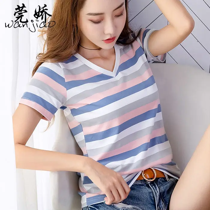 

2021 stripe short sleeve women's new style