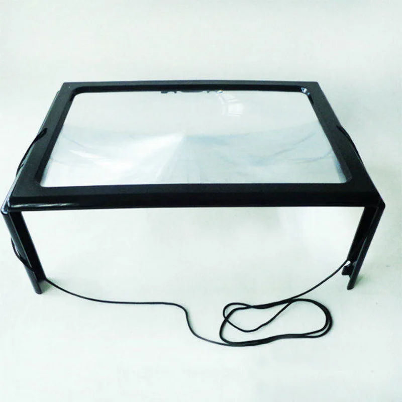 Экранная лупа со светодиодной подсветкой 4 увеличительные очки на всю страницу 3x