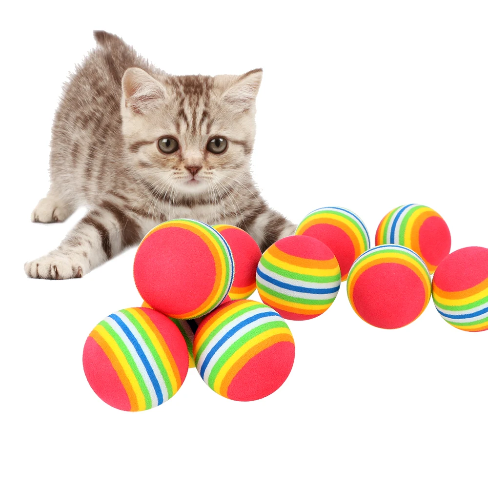 

Cat Football Training Toys Interactive Cat Toys Training Pet Supplies Colorful Balls EVA Balls 10Pcs Rainbow Cat Toy