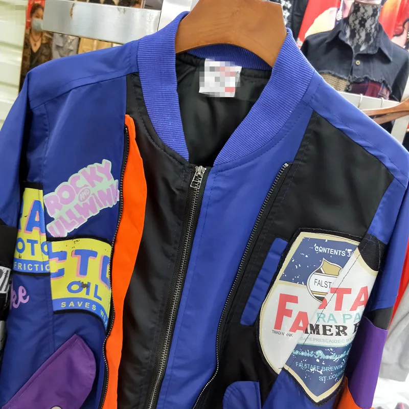 2020 корейская мода свободная куртка Английский алфавит маркировочный узор печать