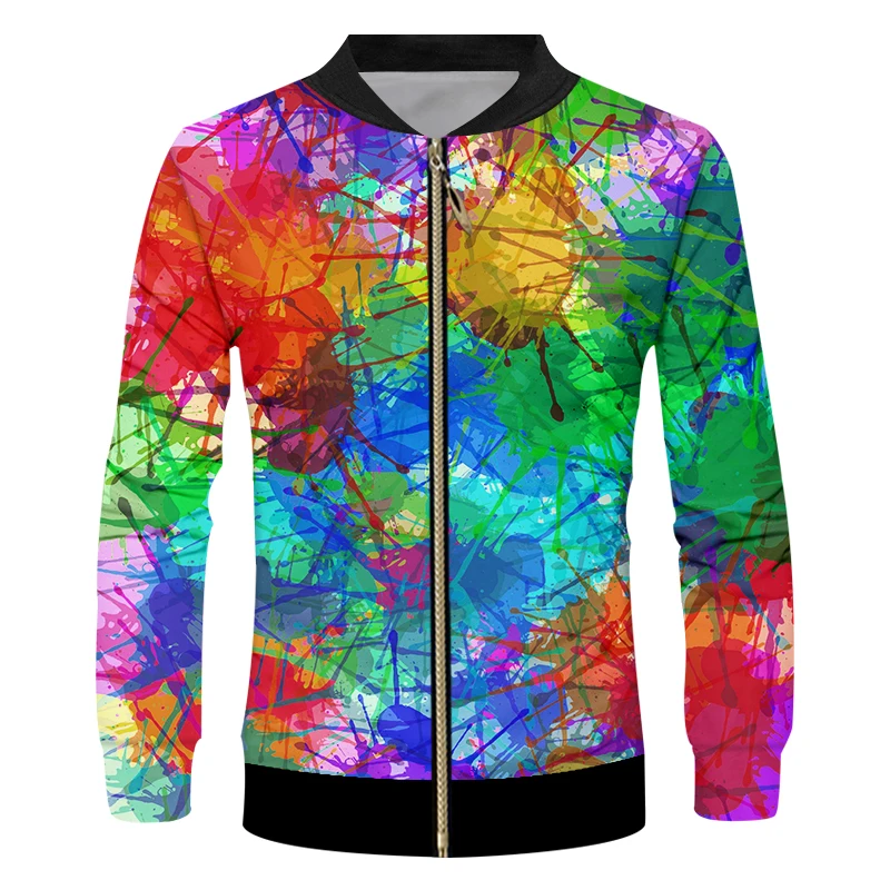 CJLM 3D Full Printing Men Colorful Ink Jacket Long Sleeve Oversized Dropshipping Streetwear Hip Hop Coat Hot | Мужская одежда