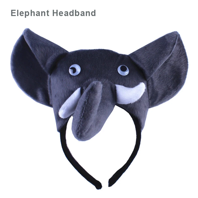 Elephant Headband Милое животное ухо оголовье плюшевые стерео обезьяна лиса Тигр повязка для волос для детей взрослых Косплей головные Уборы Хэллоуин Рождественская вечеринка - Цвет: Elephant Headband