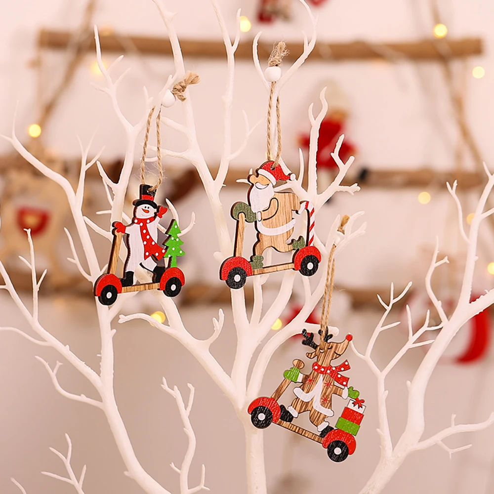 

DIY Christmas Decoration Set Cartoon Santa Claus Combination Pendant Wooden Car Christmas Tree Decoration Gift Accessories