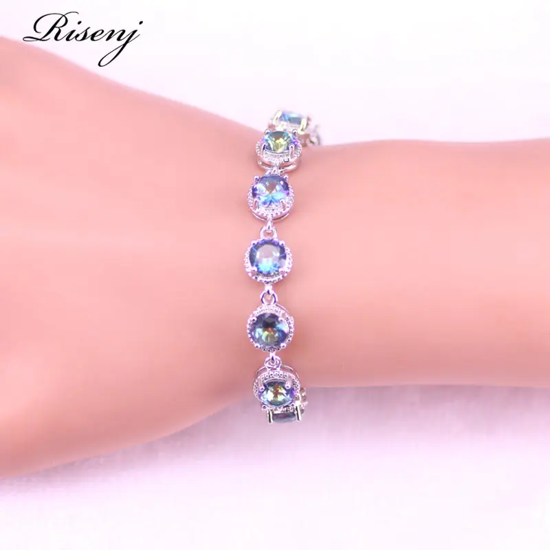 Акция сердце квадрат Магия Радуга Серебро 925 бижутерия для женщин серьги кольцо