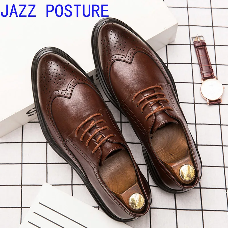Jazzpostance/Новинка года; Мужские модельные туфли; классические мужские туфли-броги с кружевом в стиле ретро; Мужские модельные туфли из кожи; q52