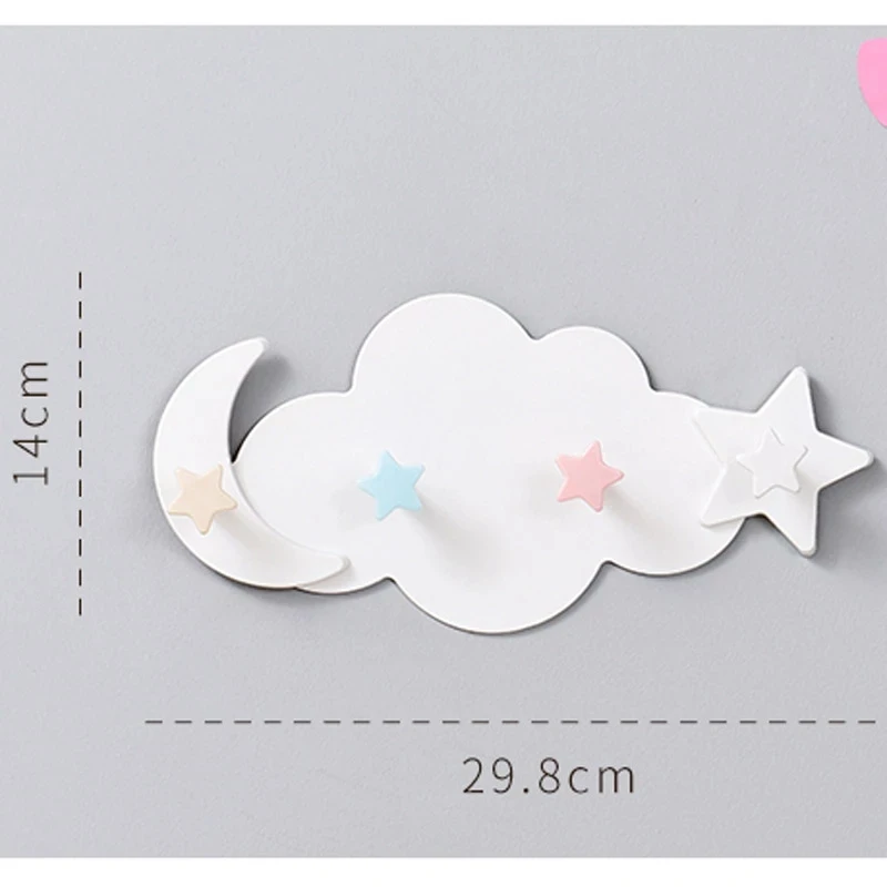 

Cloud Shape Nail-free Wall Clothes Hooks Creative Star Moon Kids Room Decorate Storage Hook ABS Plastics Practical For Household