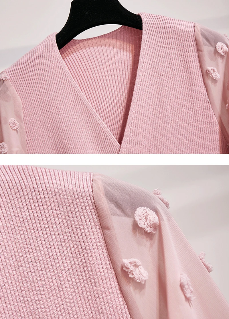 Женское розовое платье свитер Vneck зимние вечерние платья Осенние рождественские