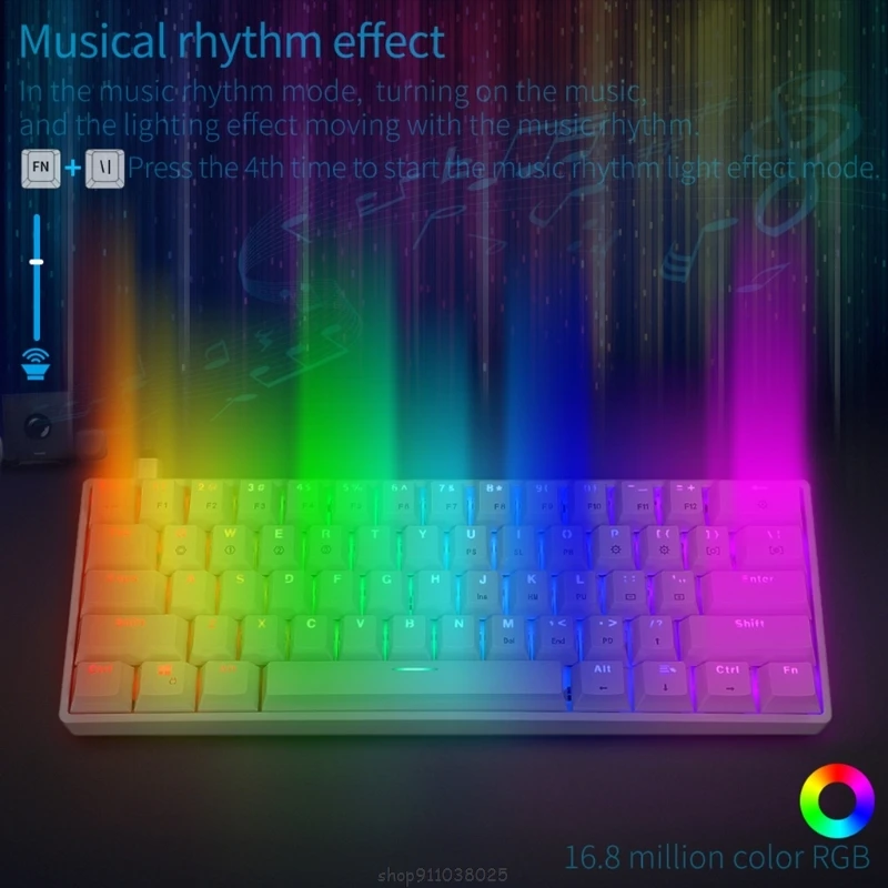 

SK61 Portable 60% Mechanical Keyboard Gateron optical Switches RGB Backlit Hot Swappable Wired Gaming Keyboardfor PC Mac Mar02