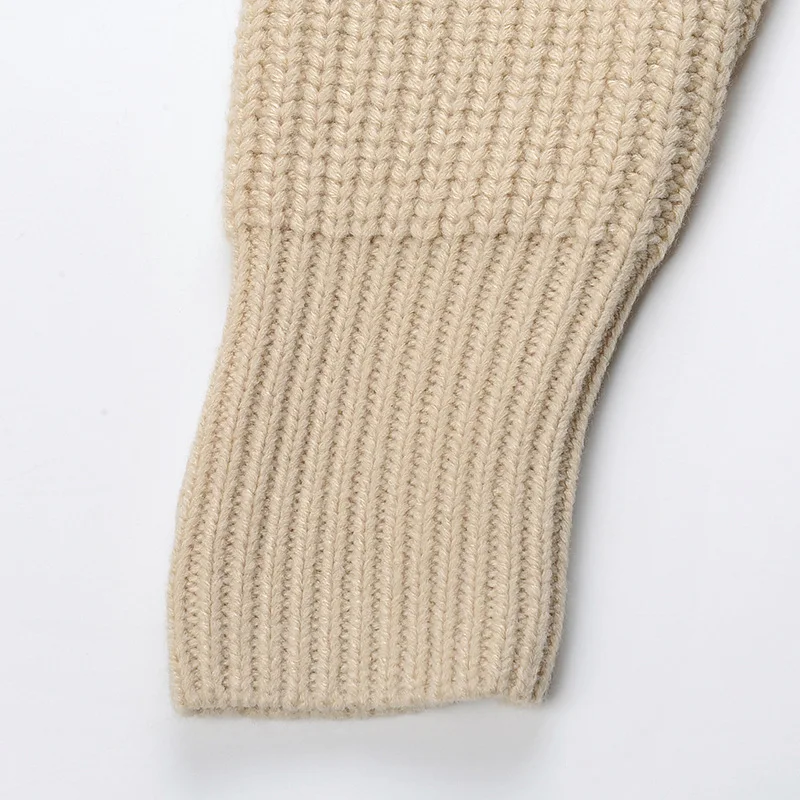 

[DEAT] Lapel Collar Zipper Solid Color Long Sleeve Knitted Sweater Casual Top Mall Goth 2021 Women Clothing Spring GX426