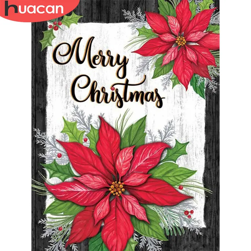 

HUACAN Full Square/Round Diamond Painting 5d Flower DIY Diamond Embroidery Merry Christmas Needlework Home Decor