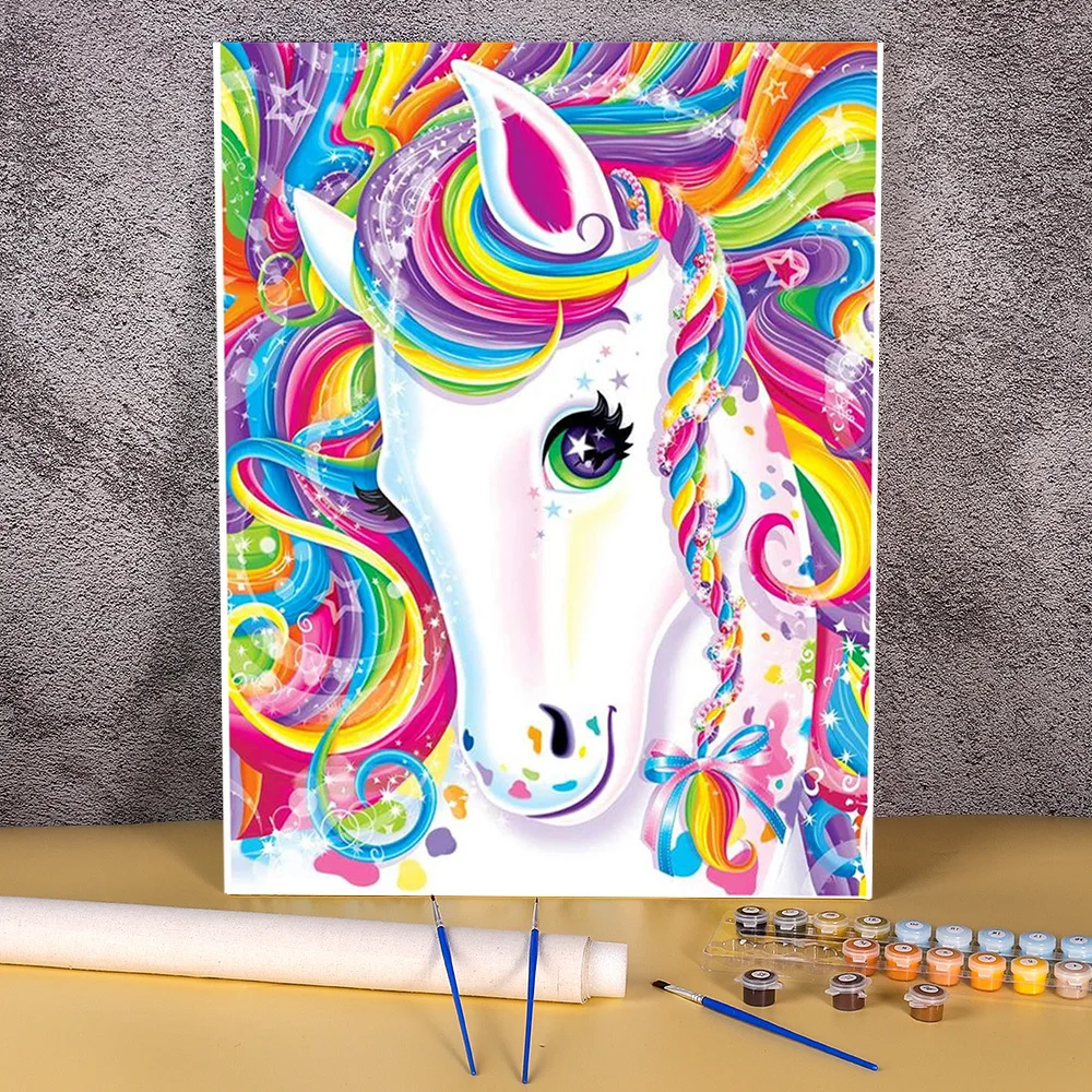 Animal Unicorn Painting By Numbers Kit Oil Paints 40*50 Canvas Painting Handmade Crafts For Adults Handiwork Wholesale  Art