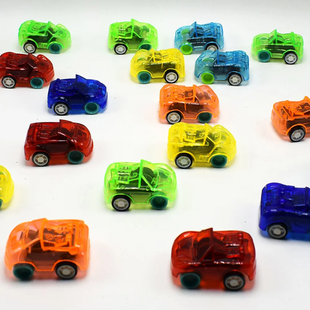 

10pcs Cartoon Car Toys Transparent Inertia Inertia Automobile for Children Kids (Random Colors)