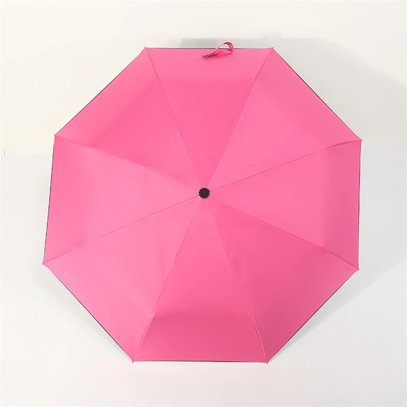 

New Pure Color Black Plastic Automatic Umbrella Three-Fold Sunshade Automatic Umbrella For Business Rain Or Shine