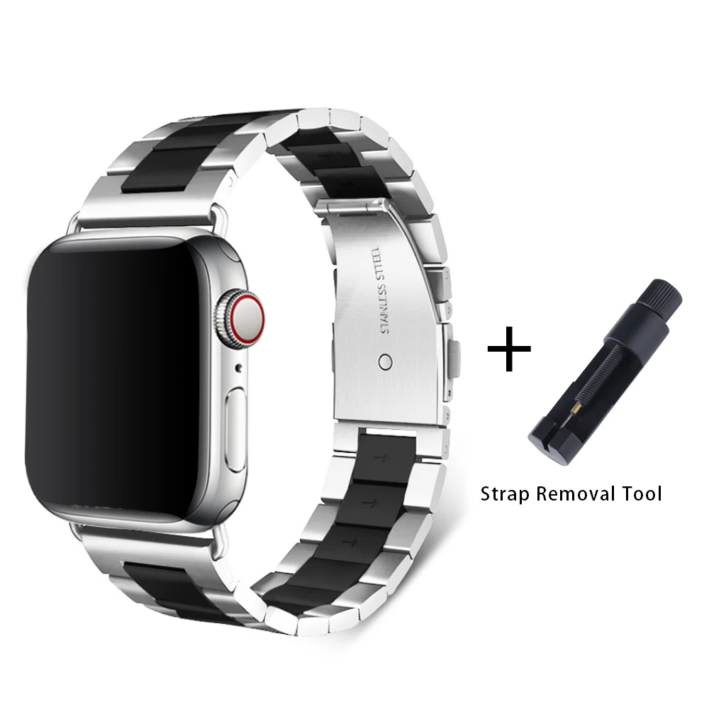 Mix black Ремешок из нержавеющей стали для Apple Watch 42 мм серия 5 4 3 2 1 сменная классическая версия для iWatch ремешок 38 мм металлический ремень - Цвет ремешка: Mix black