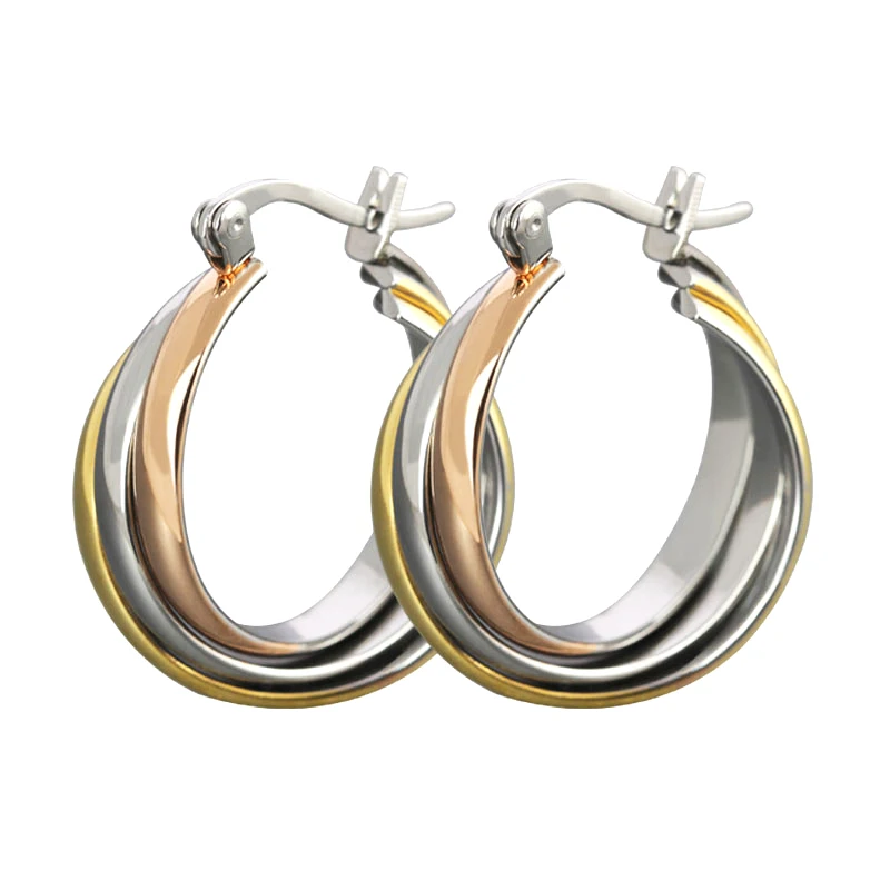 

Серьги-кольца женские гипоаллергенные, цвет розового золота