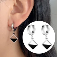 new stainless steel temperament hypoallergenic dangle drop earrings for women black square heart star geometry pendant jewelry