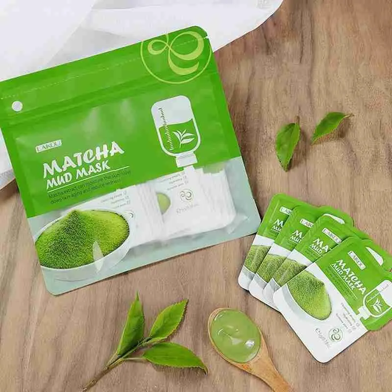 

1/12pcs Matcha Moisturizing Sleeping Face Mud Mask Oil Control Brightening Wash-off Face Mask Smoothing Repairing Skin Care
