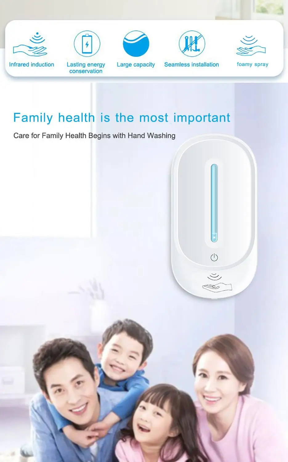 Настенный диспенсер для жидкости и спирта автоматический индукционный сенсор