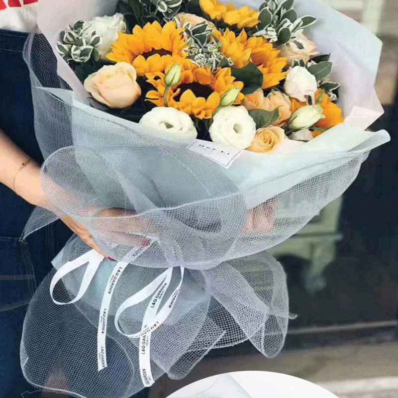 Квадратная сетка твердая марля Жесткая грубая однотонная цветочная упаковка